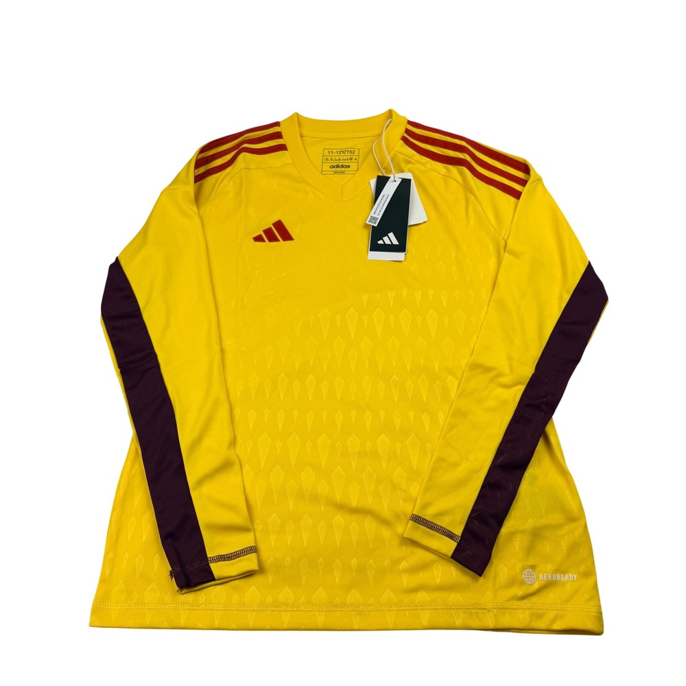 Adidas Kids Goalkeeper Jersey‎ Yellow Maroon Long Sleeve AEROREADY 11-12Y NWT - Picture 2 of 11